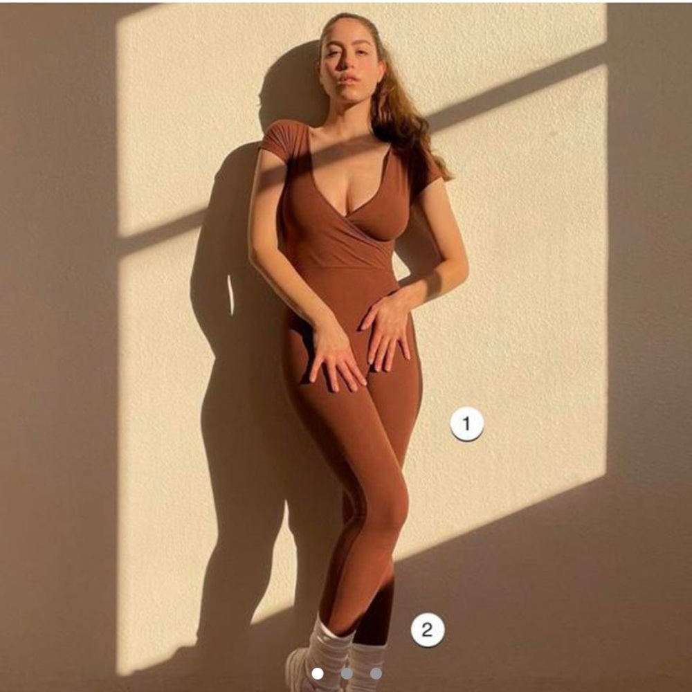 Los Angeles Apparel crossfront cap sleeve unitard